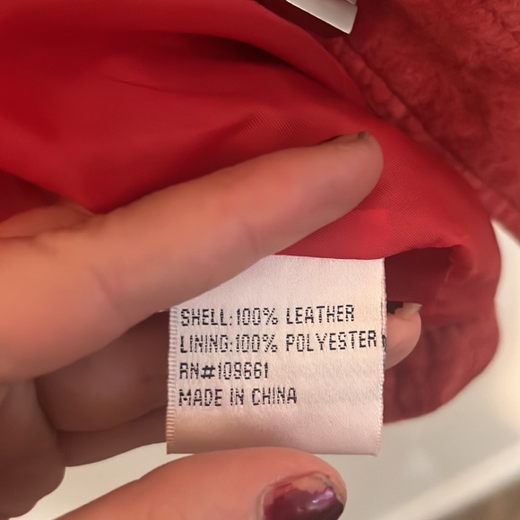 J. Marco Suede Leather Square Twist Clasp Red Jacket - Picture 7 of 9